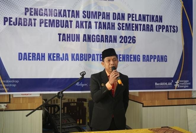 Kepala BPN Sidrap Lantik dan Pengambilan sumpah Camat Maritemgngae dan Camat Panca Rijang sebagai PPATS