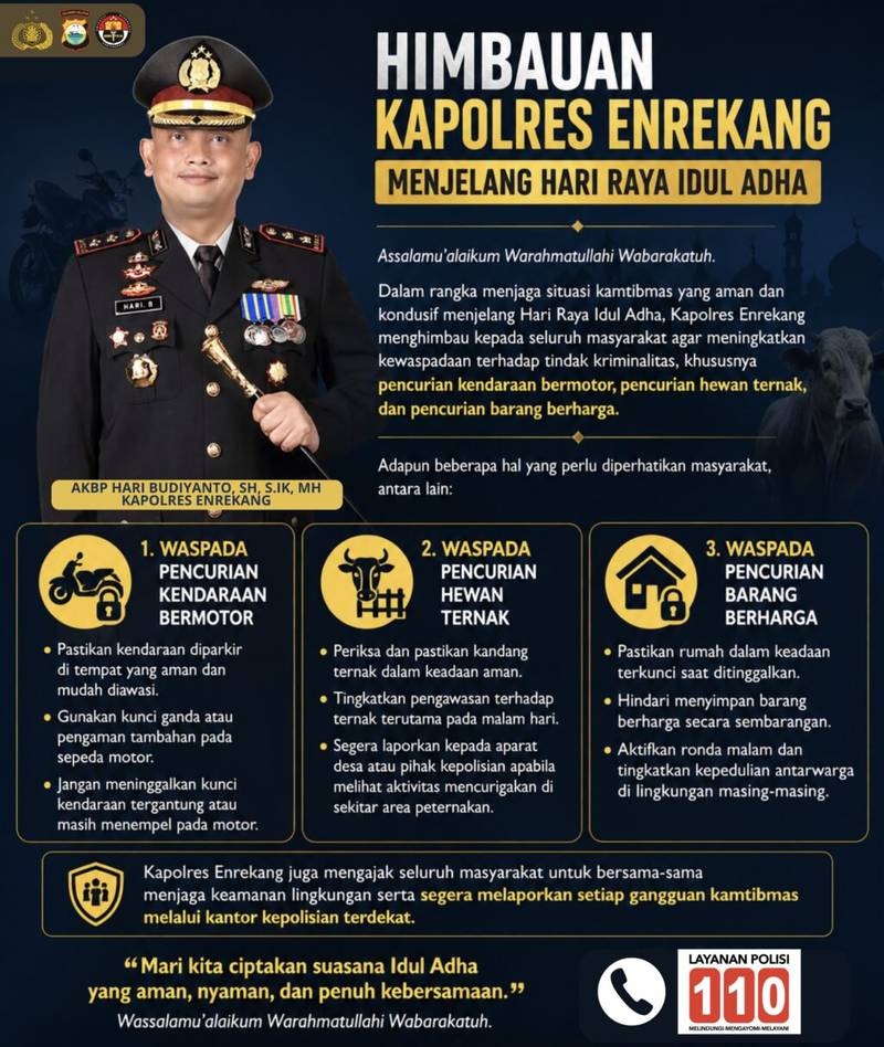 Kapolres Enrekang Ajak Masyarakat Tingkatkan Kewaspadaan terhadap Segala Bentuk Aksi Pencurian