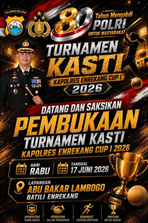 Semarak Hari Bhayangkara ke-80, Polres Enrekang Gelar Turnamen Kasti Kapolres Enrekang Cup I Tahun 2026