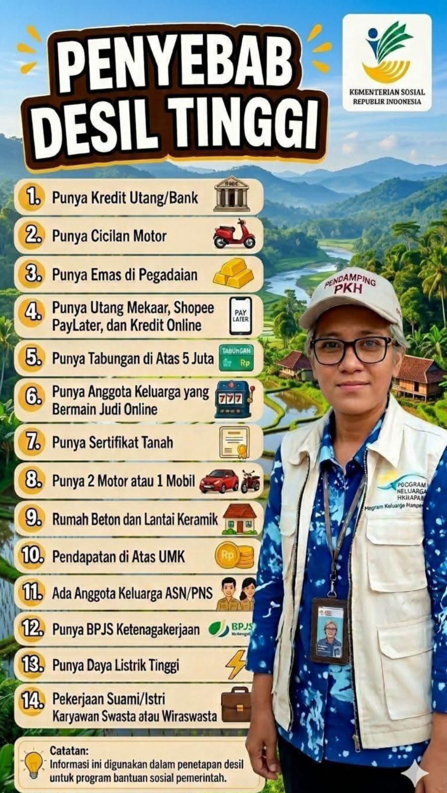 Faktor Penentu Desil Tinggi dalam DTSEN, Dinsos Pinrang Imbau Masyarakat Pahami Kriteria Penyaluran Bansos