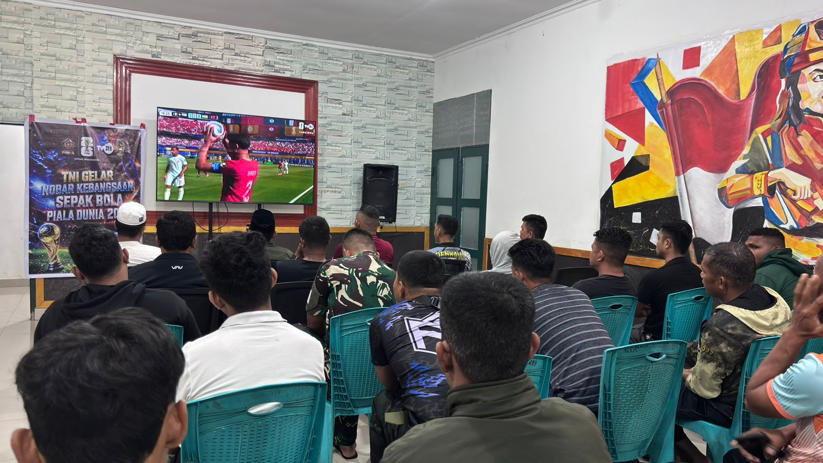 Kodim 1419/Enrekang Perkuat Kebersamaan Melalui Nobar Gembira Laga Perempat Final Piala Dunia 2026