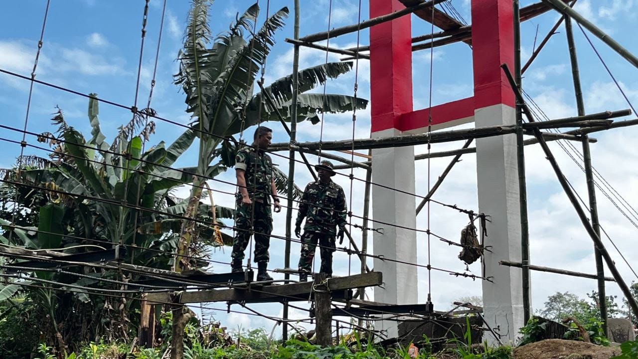 Dandim 1419/Enrekang Tinjau Progres Pembangunan Jembatan Perintis Merah Putih di Maiwa