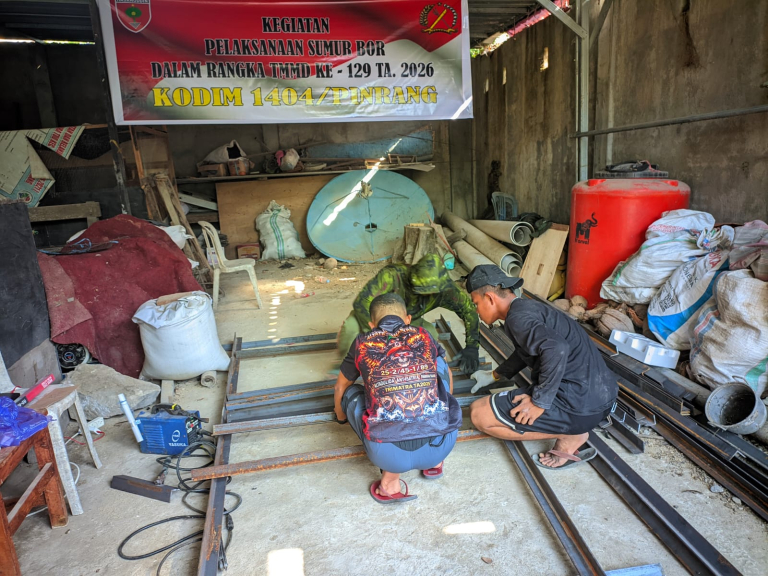 Satgas TMMD Ke-129 Kodim 1404/Pinrang Fokus Penyelesaian Pembangunan Sumur Bor di Desa Tanratuo