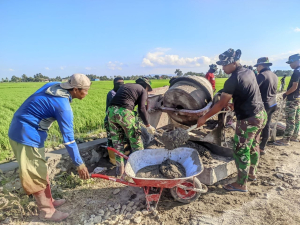 TMMD Ke-129, Satgas Kodim 1404/Pinrang tetap semangat  Penyelesaian Target Program Sasaran Fisik