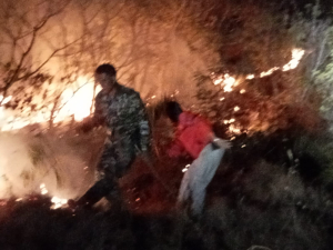 BABINSA KODIM 1419/ENREKANG BERSAMA UNSUR TERKAIT BERHASIL KENDALIKAN KEBAKARAN HUTAN DI KAKI GUNUNG BAMBAPUANG