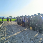 Panorama Padi Menghijau Iringi Apel Pagi, Satgas TMMD Ke-129 Kodim 1404/Pinrang Makin Bersemangat