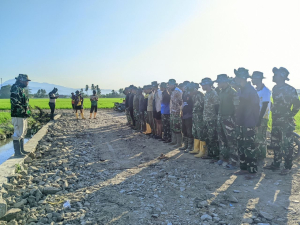 Panorama Padi Menghijau Iringi Apel Pagi, Satgas TMMD Ke-129 Kodim 1404/Pinrang Makin Bersemangat