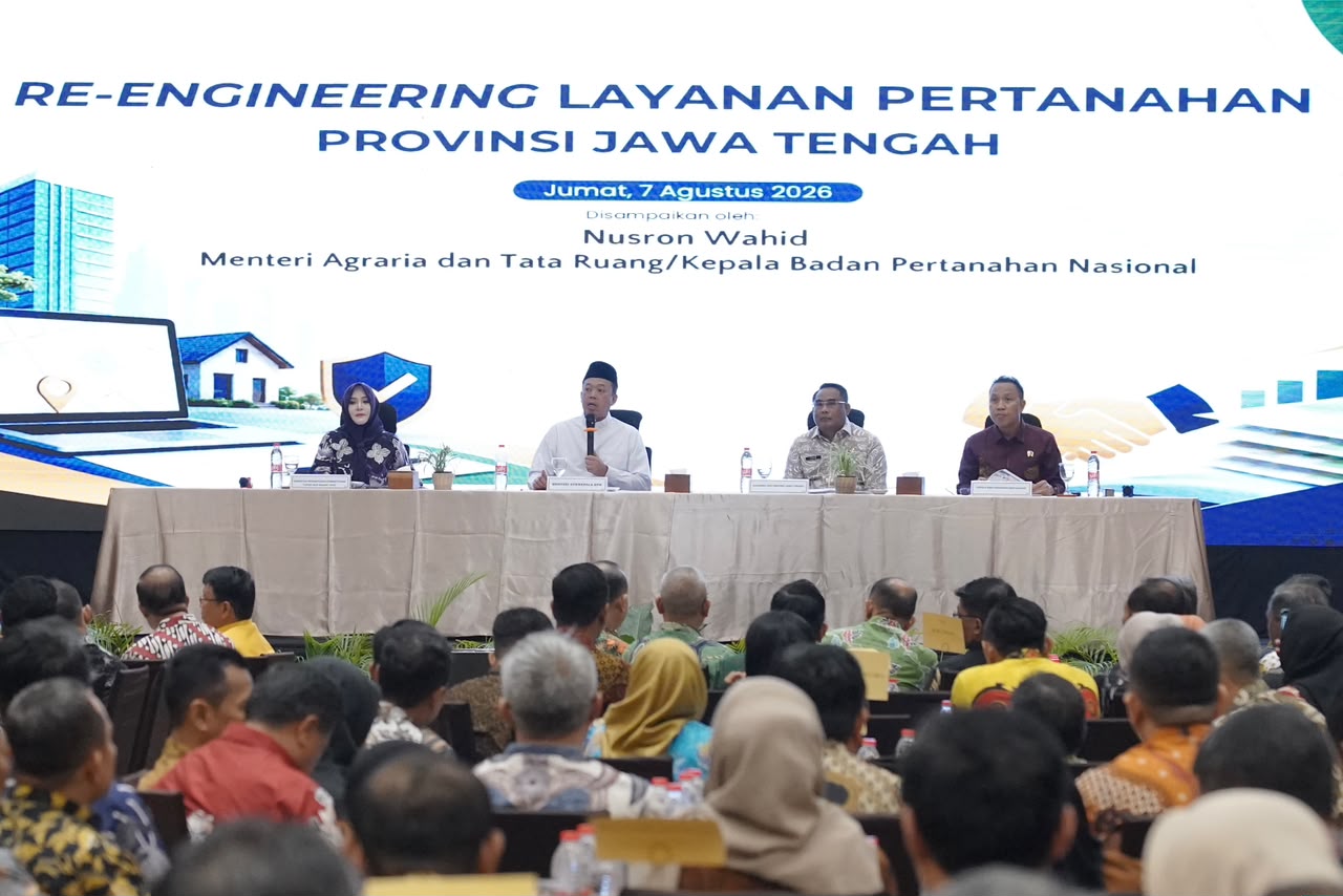 Menteri Nusron Ajak BPKAD dan IPPAT Se-Jateng Perkuat Sinergi Wujudkan Transformasi Layanan Pertanahan