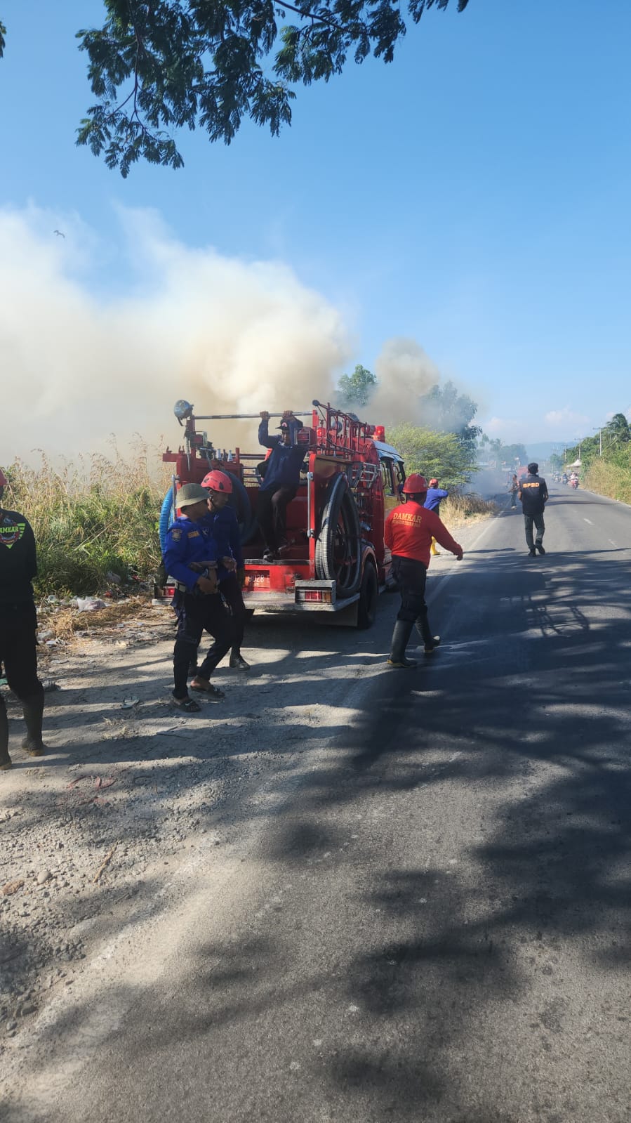Sinergitas TNI-Polri, Babinsa dan Bhabinkamtibmas Kompak Padamkan Kebakaran Lahan di Desa Malimpung
