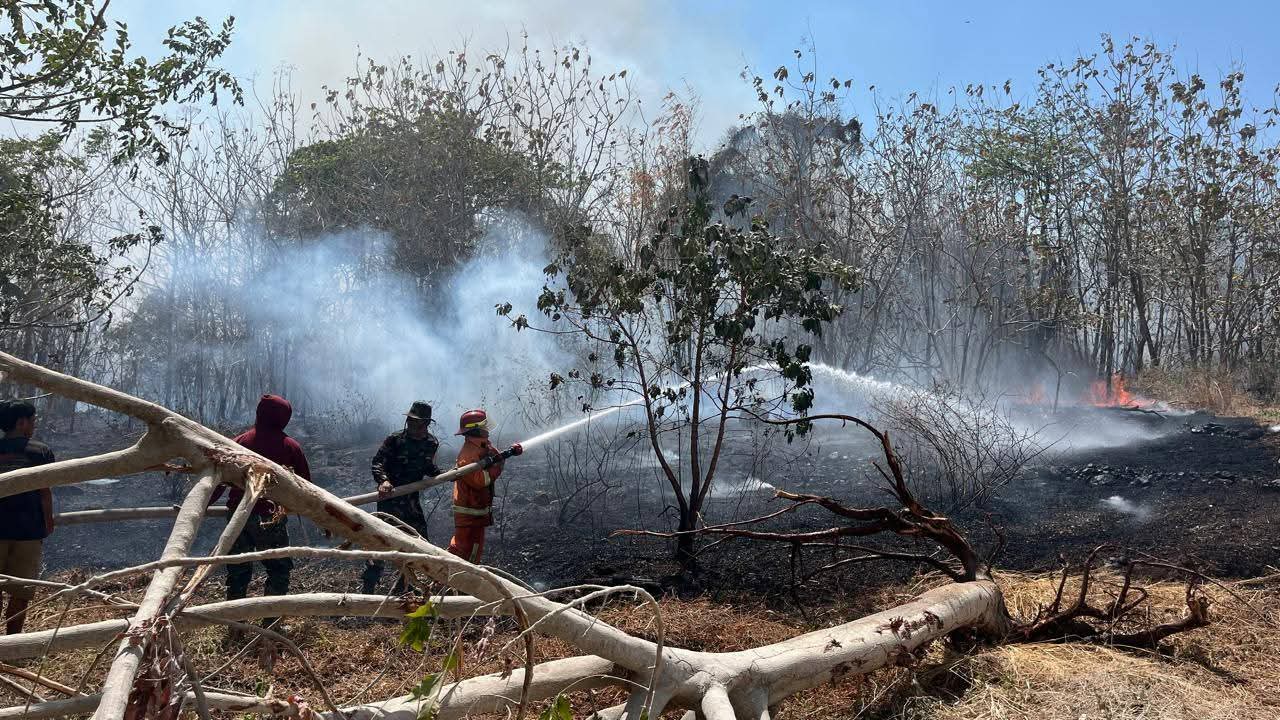 Gerak Cepat TNI-Polri, Damkar dan Warga Padamkan Kebakaran Lahan 3 Hektare di Watang Pulu