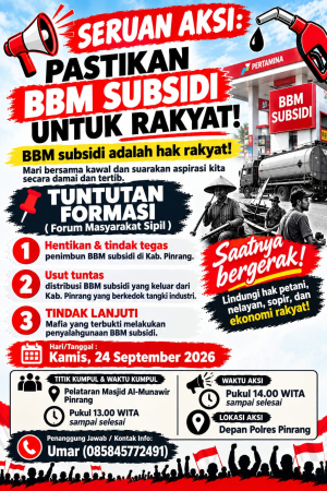PINRANG MEMANGGIL: BBM SUBSIDI RAKYAT DISELEWENGKAN, MASYARAKAT DIMINTA TIDAK DIAM