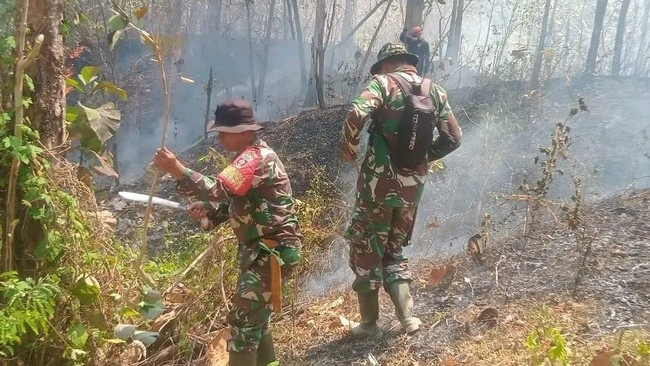 Jajaran Personil Kodim 1419  Enrekang Bantu Padamkan Karhutla di Gunung Latimojong-Lakawan Enrekang