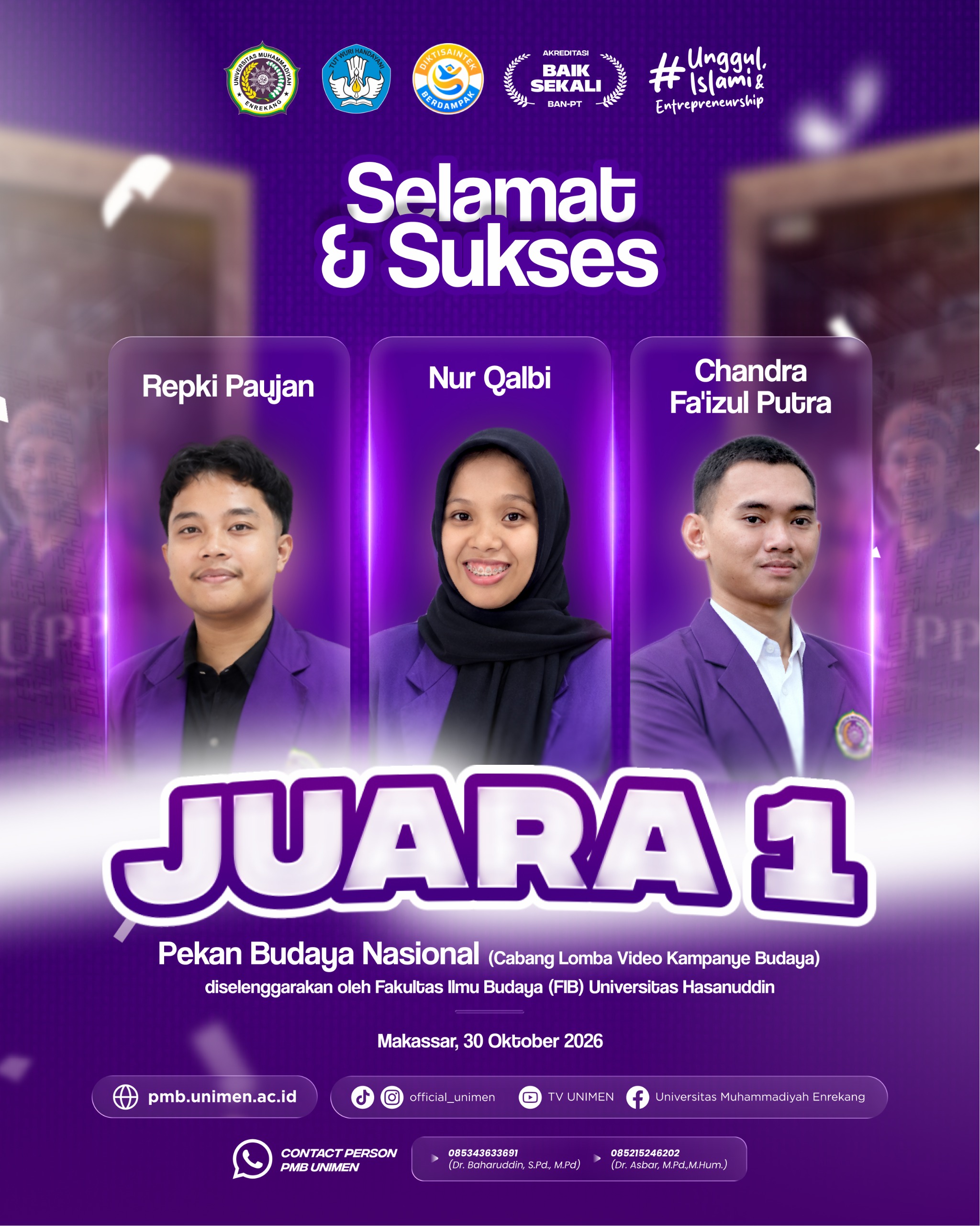 UNIMEN Raih Juara 1 Pekan Budaya Nasional, Tumbangkan Pesaing Dari Kampus Ternama